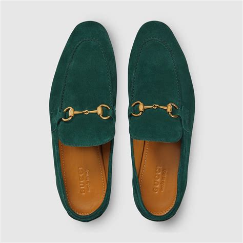 Mocassino Gucci Jordaan uomo in pelle scamosciata verde